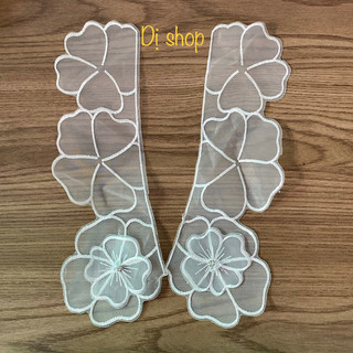 CỔ THÊU HOA VOAN KÍNH ( 2 lá 2 bên)