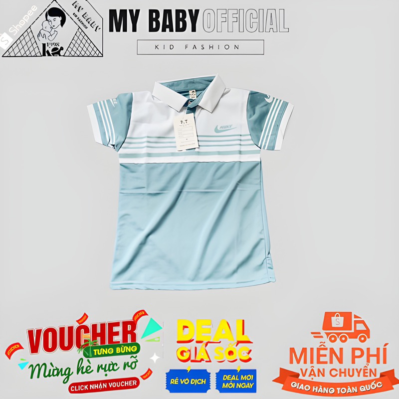(mới) Áo Thun Bé Trai áo polo xanh, vàmg Size Đại 18 đến 28kg Chất thun Cá Sấu Co Giãn 2 Chiều Mềm Mịn Hút Mồ Hôi Tố