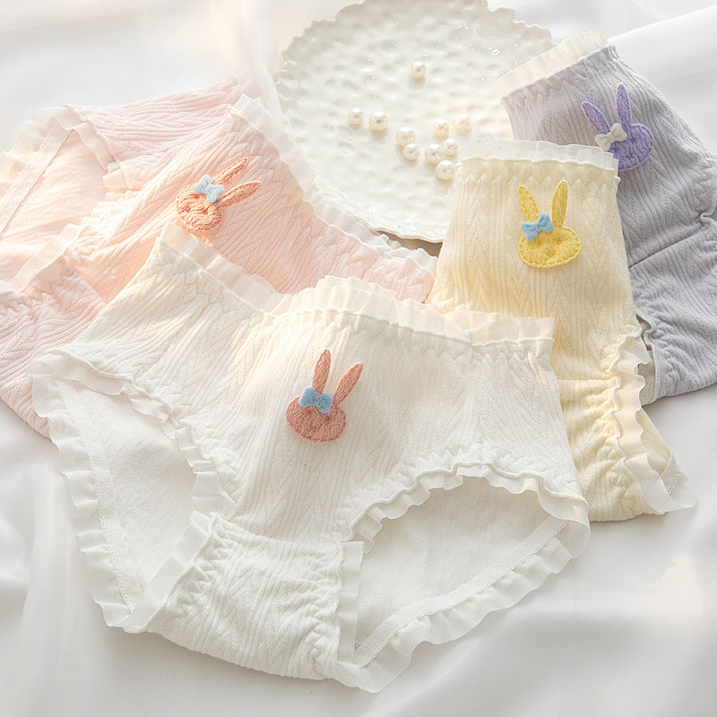 Quần đồ lót nữ chip bé gái cotton học sinh viền xinh đính nơ thỏ dễ thương kháng khuẩn cute quyến rũ 03