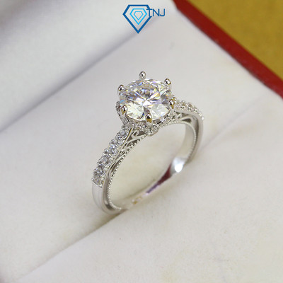 Nhẫn bạc nữ Moissanite 8ly xi bạch kim sang trọng kèm thẻ tra cứu cao cấp NNM0003 - Trang Sức TNJ