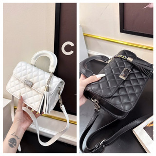 Túi cn trần tua new 2 màu đen - trắng size 22cm