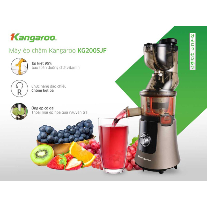 ☘️Máy Ép Chậm-Làm Kem Kangaroo KG-200SJF Ép kiệt Mọi Loại Rau-Củ-Quả Bảo Hành 12 Tháng