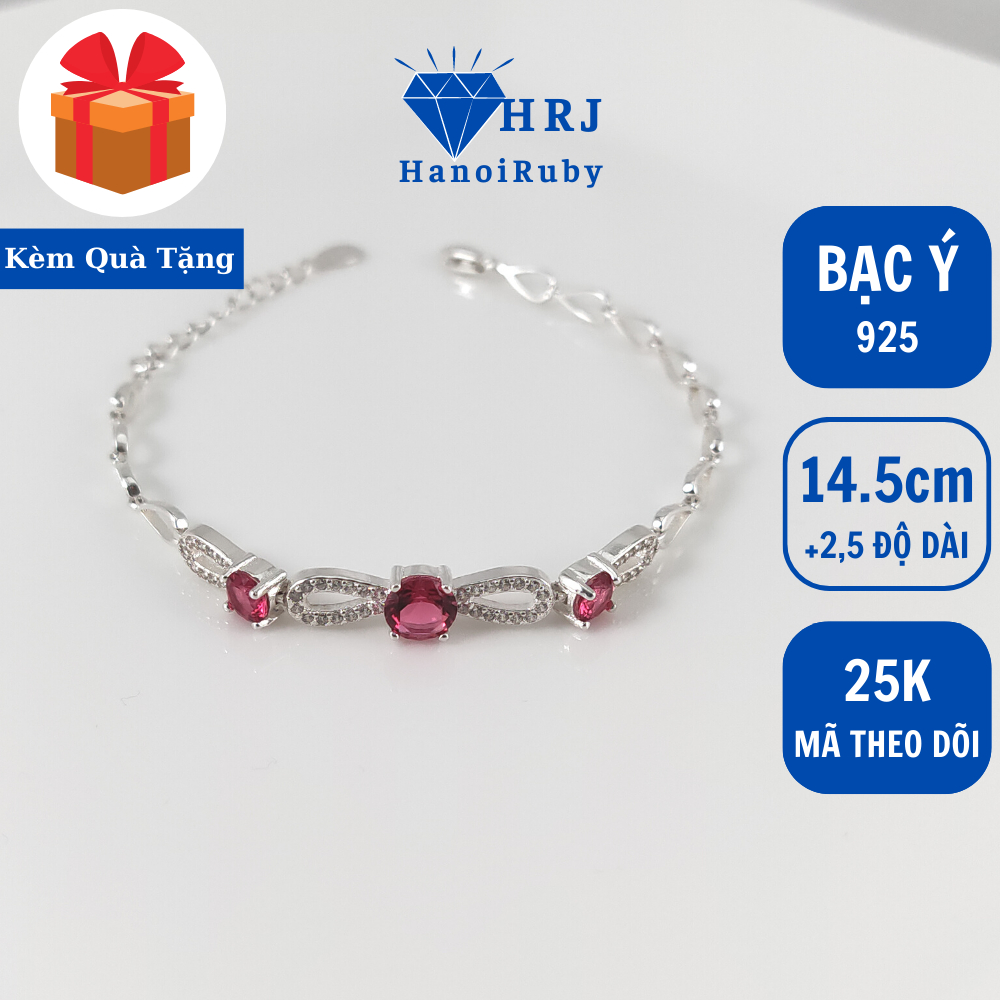 Lắc tay nữ Hanoi Ruby Red Pear bạc Ý đá đỏ sang trọng, quý phái, vòng tay nữ Hanoi Ruby- Trang sức Hanoi Ruby
