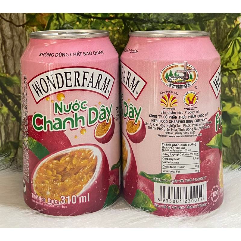 1 Lốc Nước Chanh Dây  Wonderfarm 310ml