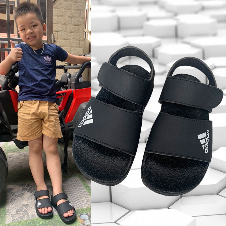 Dép sandal cho bé - chống trơn trượt  Adidasss đen + trắng full sz 26 - 35