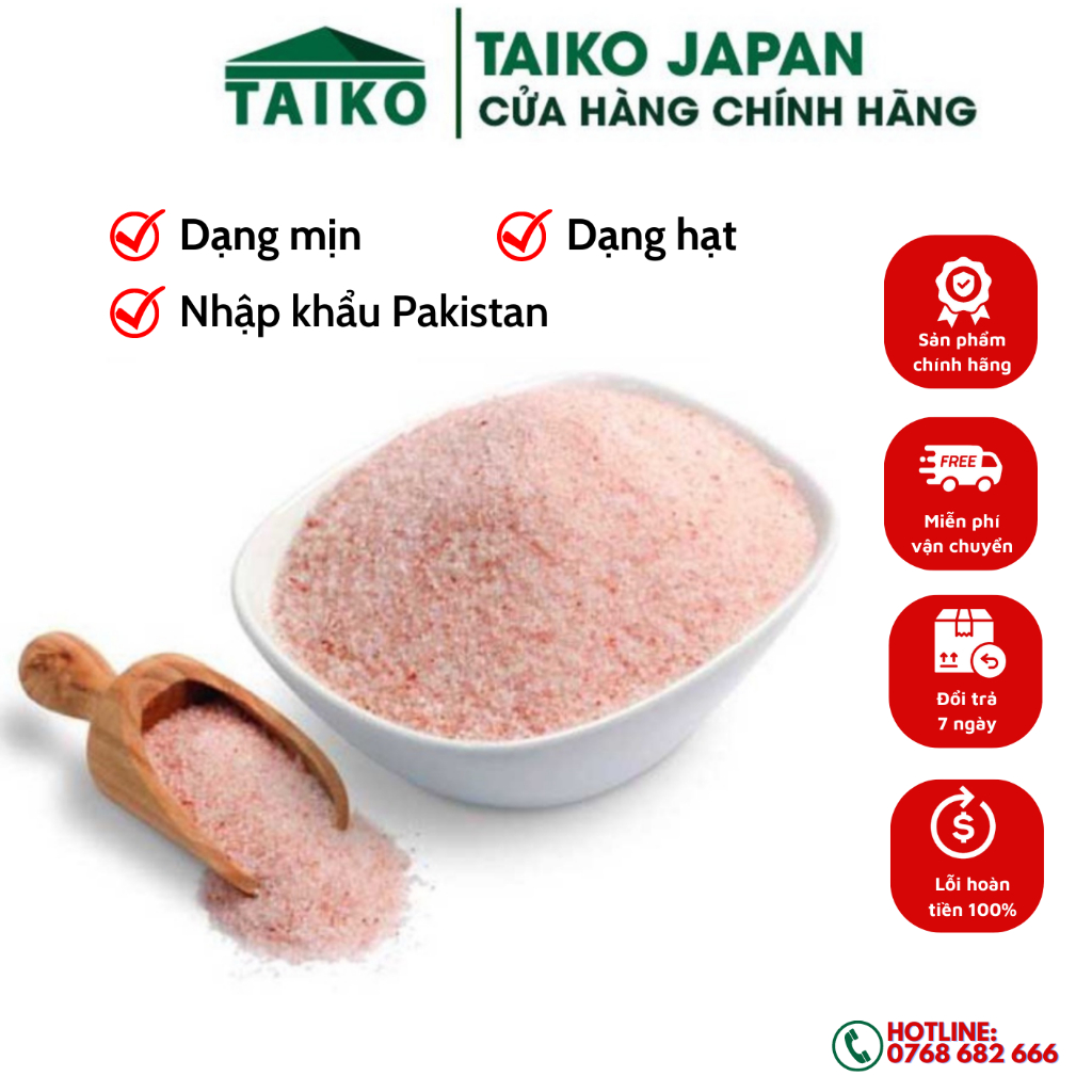 Muối hồng TAIKOMI xuất xứ Himalaya chuyên dùng sơ chế món ăn, nguyên hạt, hạt nhuyễn 100g