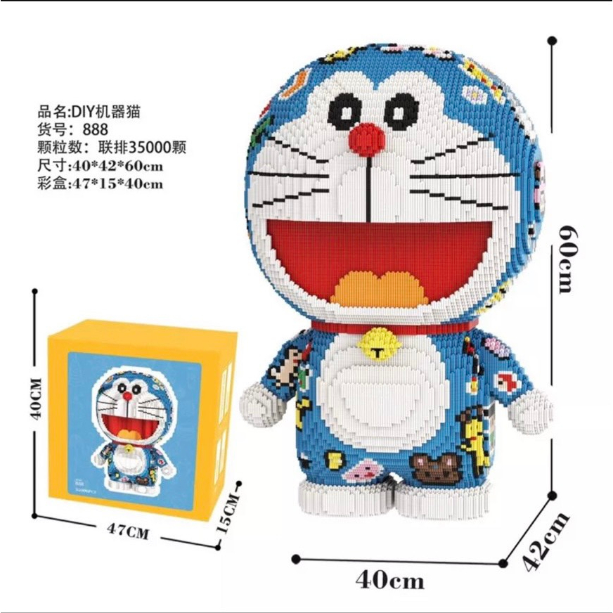le.go doremon đô rê mon 60cm mpin mới Đồ chơi Xếp hình lắp ráp mô hình nano 3d nanoblocks cho bé cỡ lớn có tặng búa