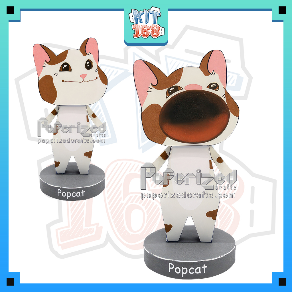 Mô hình giấy động vật Chibi Popcat Mèo
