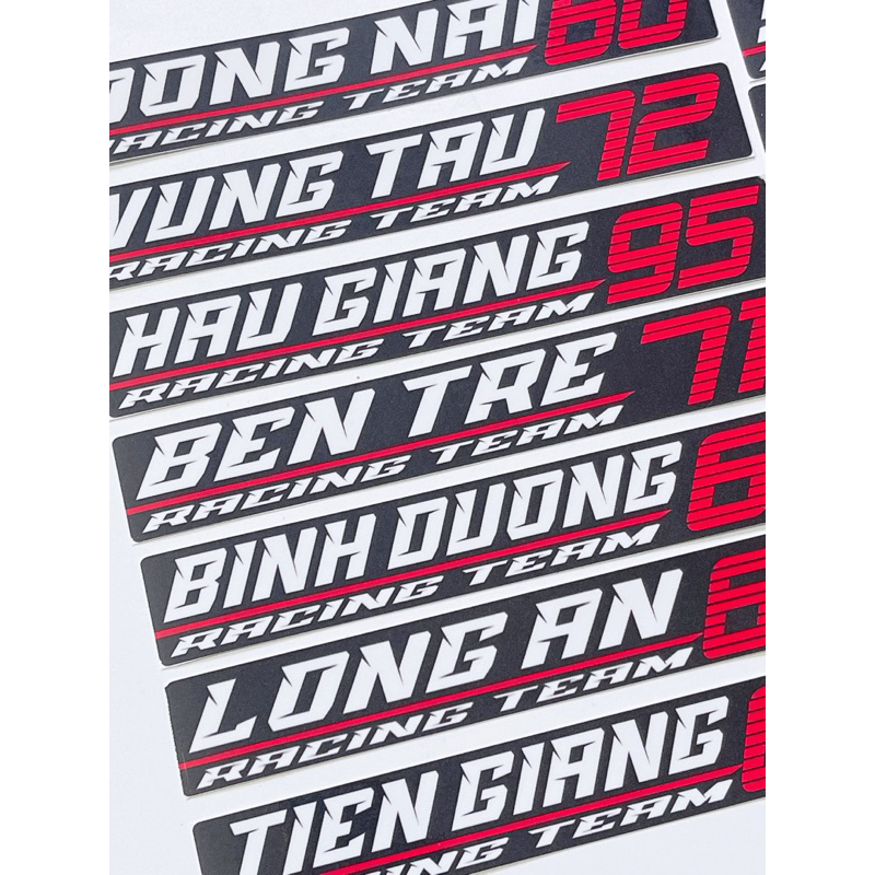 Tem dán tên tỉnh thành và bảng số xe kích thước 18.2x2.8cm, có sẵn keo tem không thấm nước