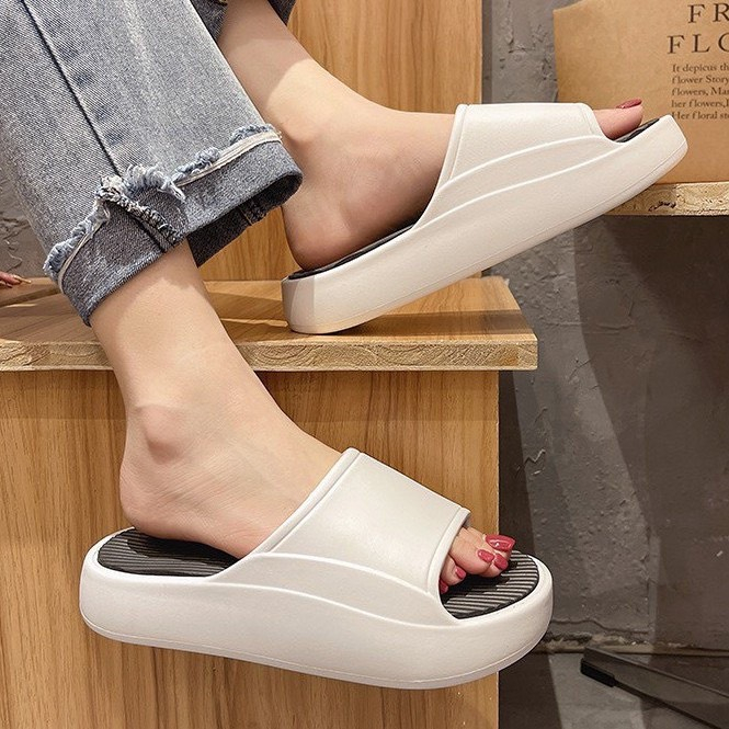 Dép bánh mì đen xanh , trắng xanh nam nữ quai ngang đế độn 5cm hàng loại 1 siêu êm