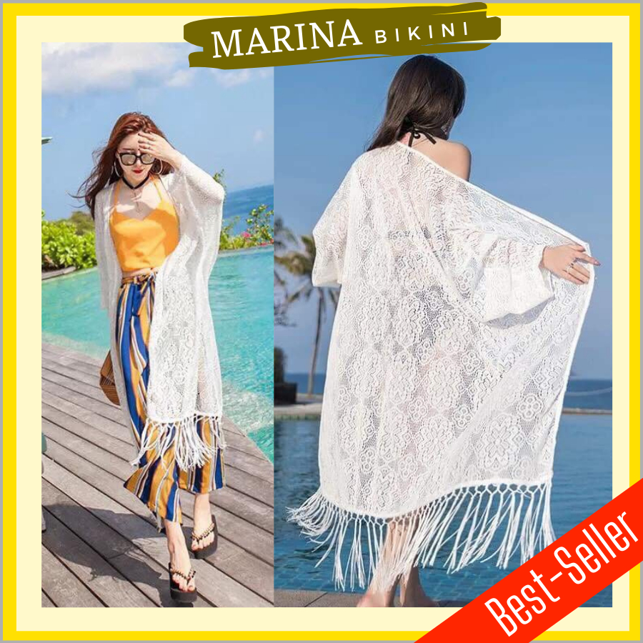 Áo choàng đi biển phối phụ kiện bikini đồ bơi nữ Marina049