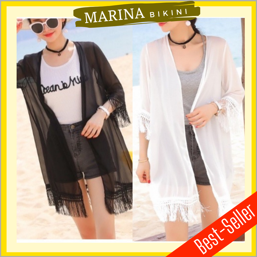 Áo choàng lửng đi biển phụ kiện bikini đồ bơi nữ voan sang chảnh Marina051