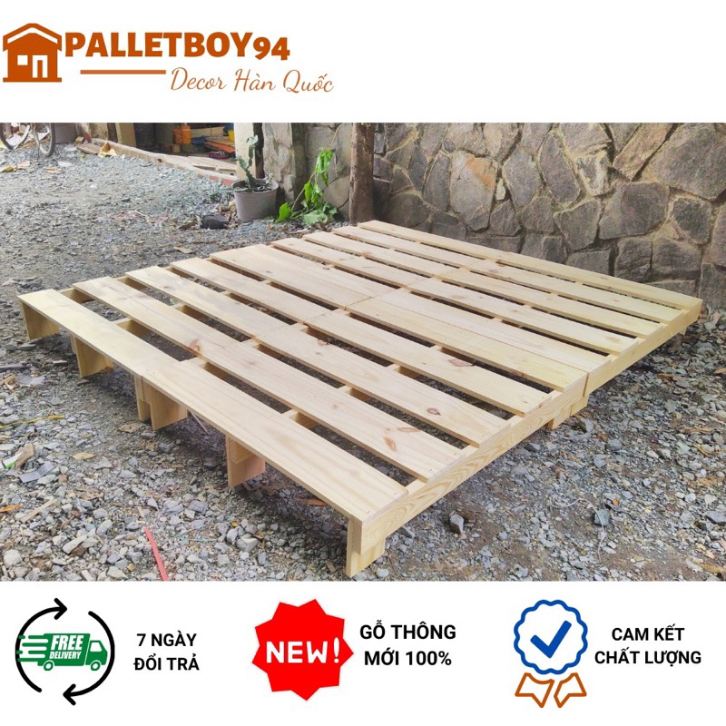 GIƯỜNG PALLET 1m4 GỖ THÔNG Gấp Gọn Gỗ Mới 100%