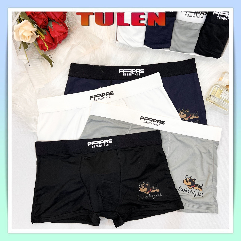 Quần sịp nam dáng đùi, quần lót boxer nam in chữ, vải cotton thấm hút tốt Fapas - TULEN