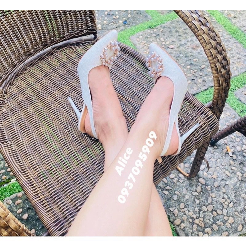 Giày Mint Cao Gót Nơ Ngọc 9P, 11P MŨI Nhọn - Hàng VNXK Cao Cấp - Full Size 34-40