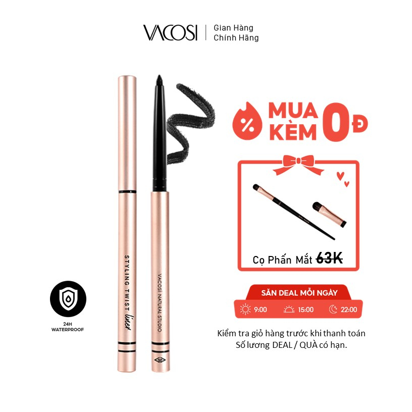Chì Vặn Kẻ Mắt Dạng Gel Đen Huyền VACOSI - VACOSI STYLING TWIST LINER