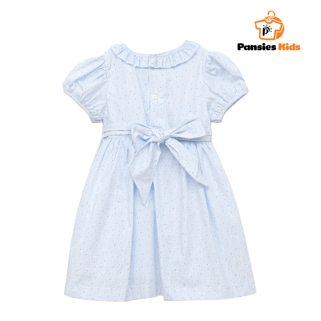 Váy đầm smock thêu xích móc vải cotton mềm mát kiểu dáng tiểu thư