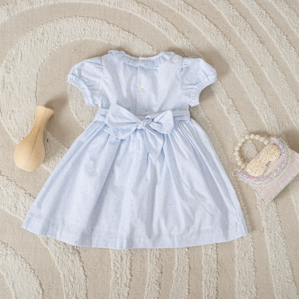 Váy đầm smock thêu xích móc vải cotton mềm mát kiểu dáng tiểu thư