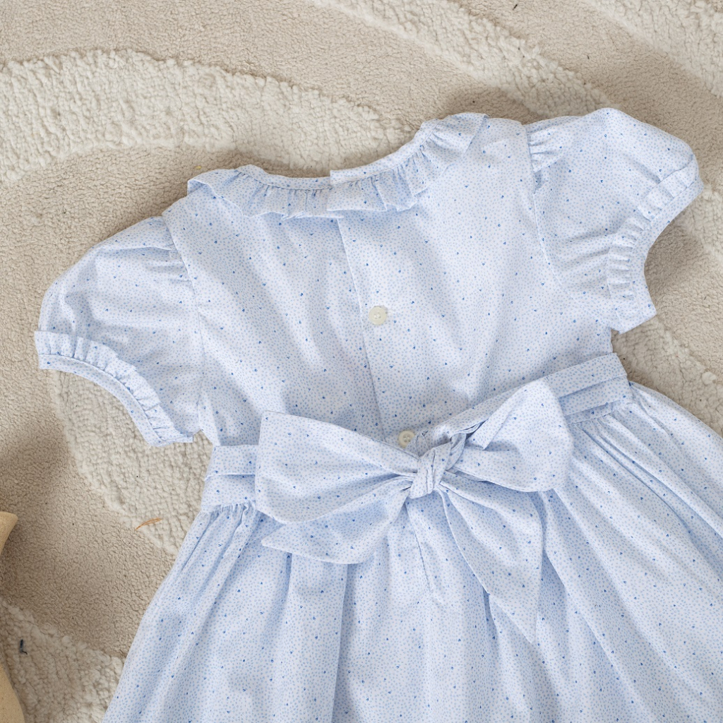 Váy đầm smock thêu xích móc vải cotton mềm mát kiểu dáng tiểu thư