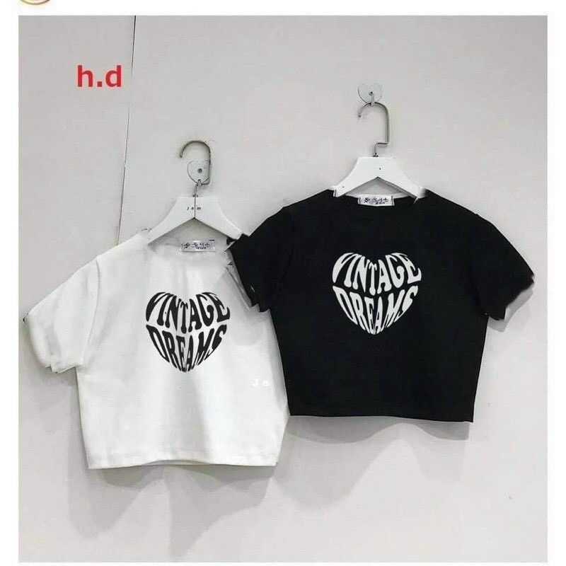 Áo thun croptop in tim vintage mặc xinh như hot girl U.T