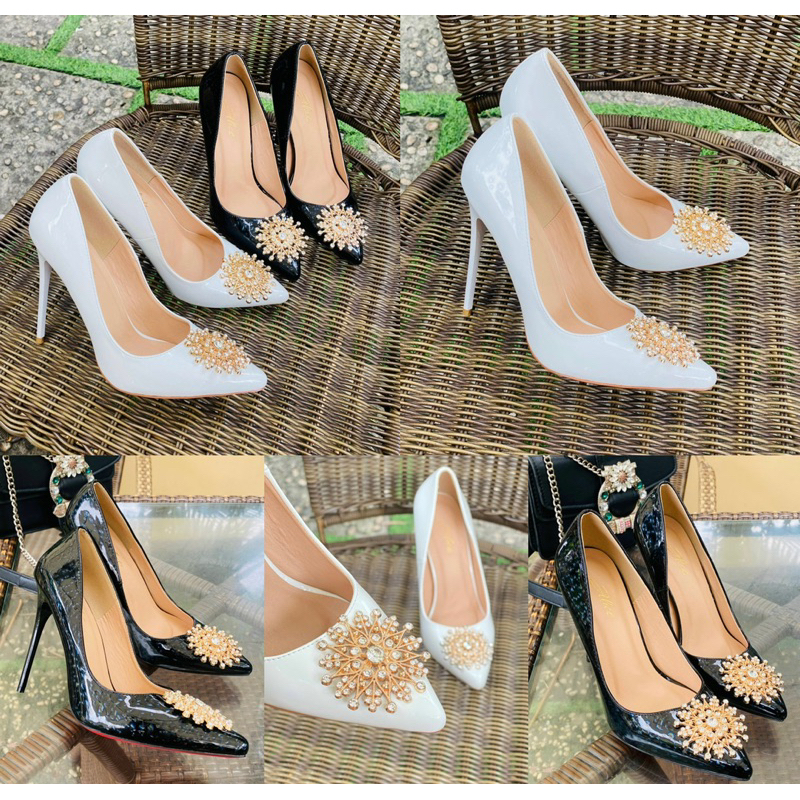 Giày Mint Cao Gót Nơ Ngọc 3D 7P,9P,11P - Hàng VNXK Cao Cấp - Full Size 34-40