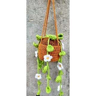 Chậu hoa len treo+chọn màu hoa+hàng sẵn