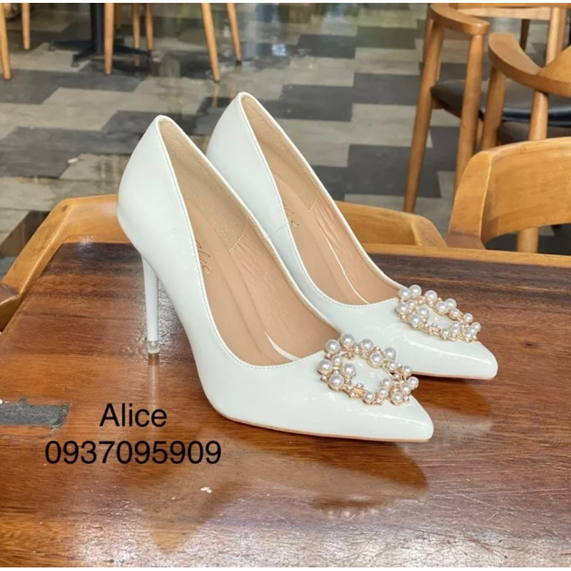 Giày Mint Cao Gót Nơ Ngọc 3D 7P,9P,11P - Hàng VNXK Cao Cấp - Full Size 34-40