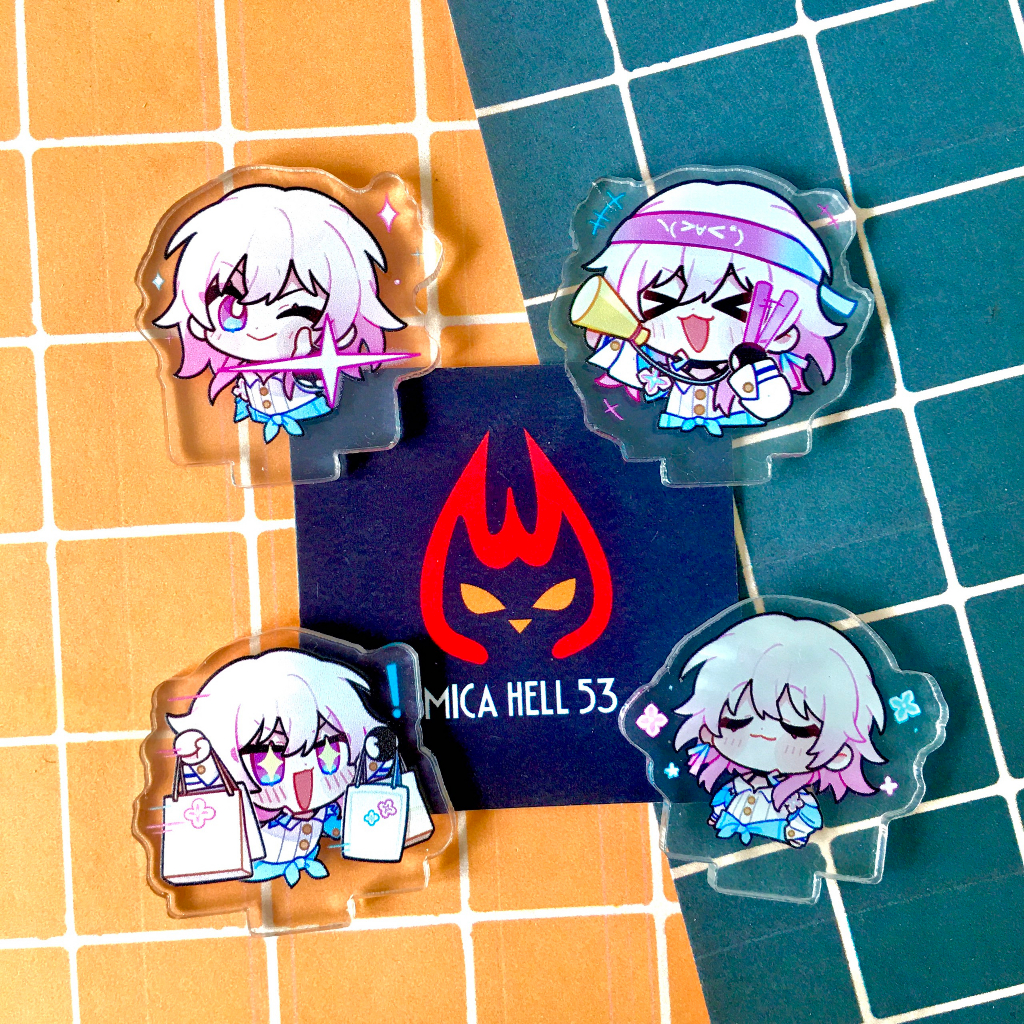 Standee Mini Honkai Star Rail Standee Anime Manga Acrylic 3cm Dễ Thương Lấp Lánh Hologram