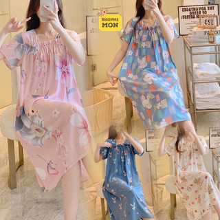 Váy mặc nhà, váy bầu lanh lụa ngắn tay nhẹ mát, mềm mịn, đầm lanh nữ mặc mùa hè, freesize 45-70kg