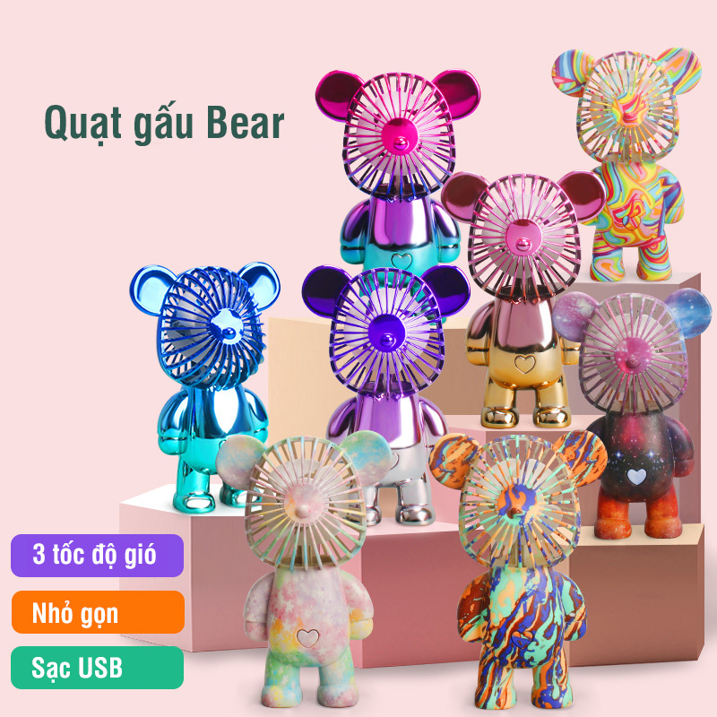 Quạt cầm tay mini Bearbrick siêu hot