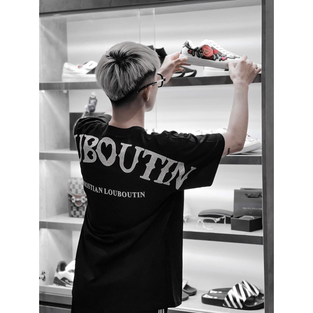 Áo phông nam nữ Lou.boutin siêu đẹp full box in kim tuyến lấp lánh