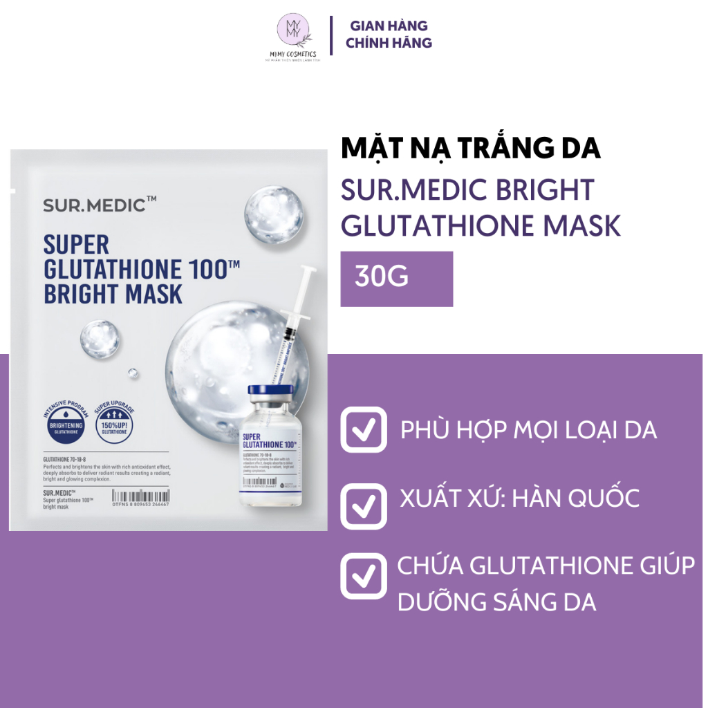 Mặt Nạ Dưỡng Trắng Sur.Medic Bright Glutathione Mask 30g