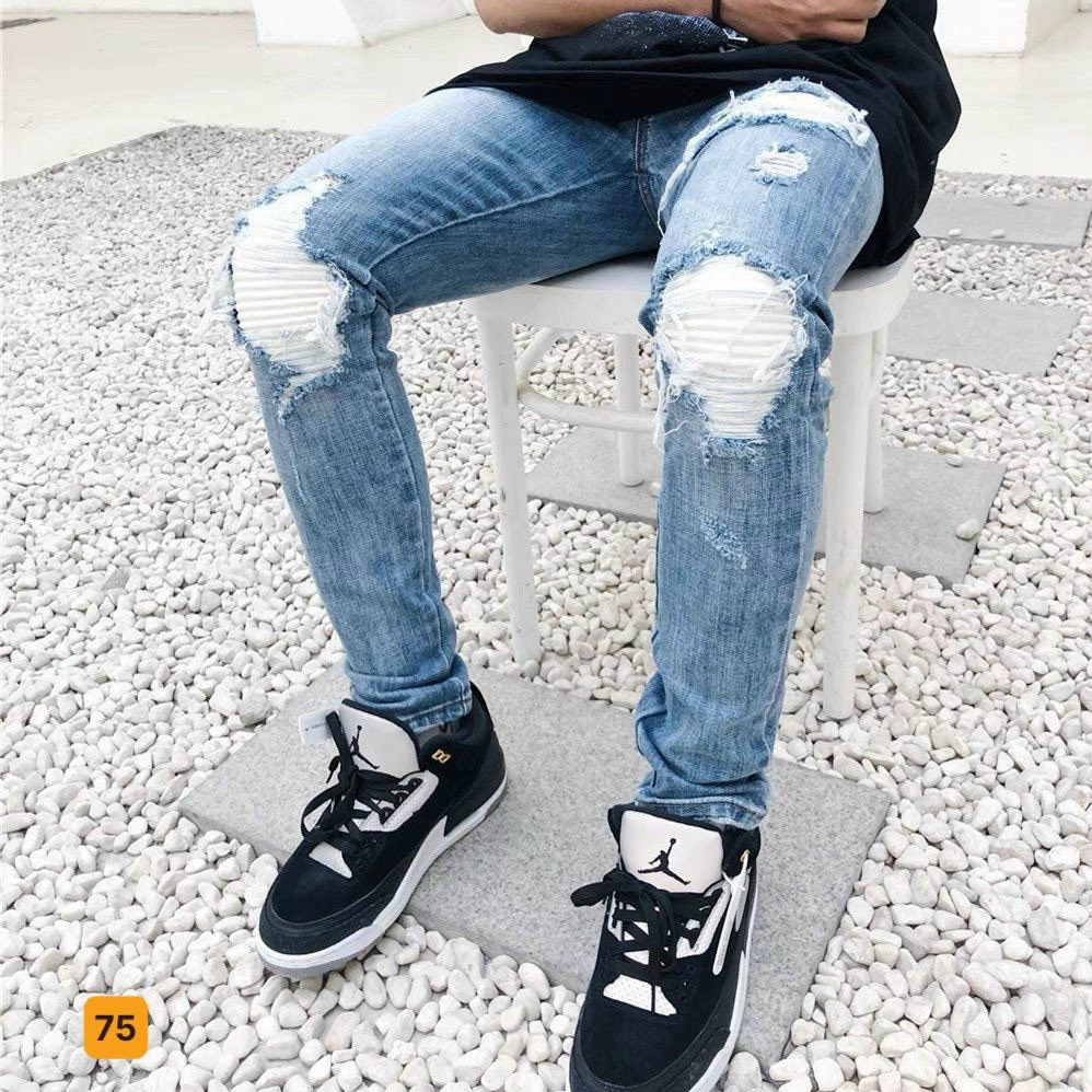 Quần jeans dài nam chất denim cao cấp rách nhiều phối màu ống quần kèm chi tiết vảy sơn phá cách YUKI OUTFIT 11 | BigBuy360 - bigbuy360.vn