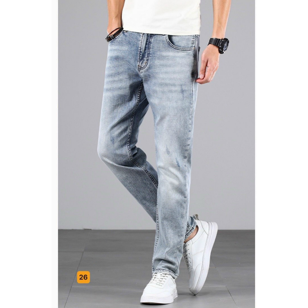 Quần jeans dài nam chất denim cao cấp dày dặn màu trơn phong cách thanh lịch tối giản YUKI OUTFIT 27 | BigBuy360 - bigbuy360.vn