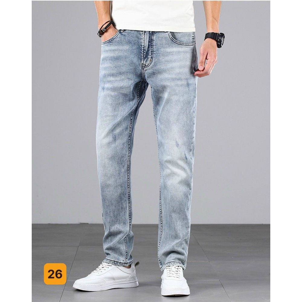Quần jeans dài nam chất denim cao cấp dày dặn màu trơn phong cách thanh lịch tối giản YUKI OUTFIT 27 | BigBuy360 - bigbuy360.vn