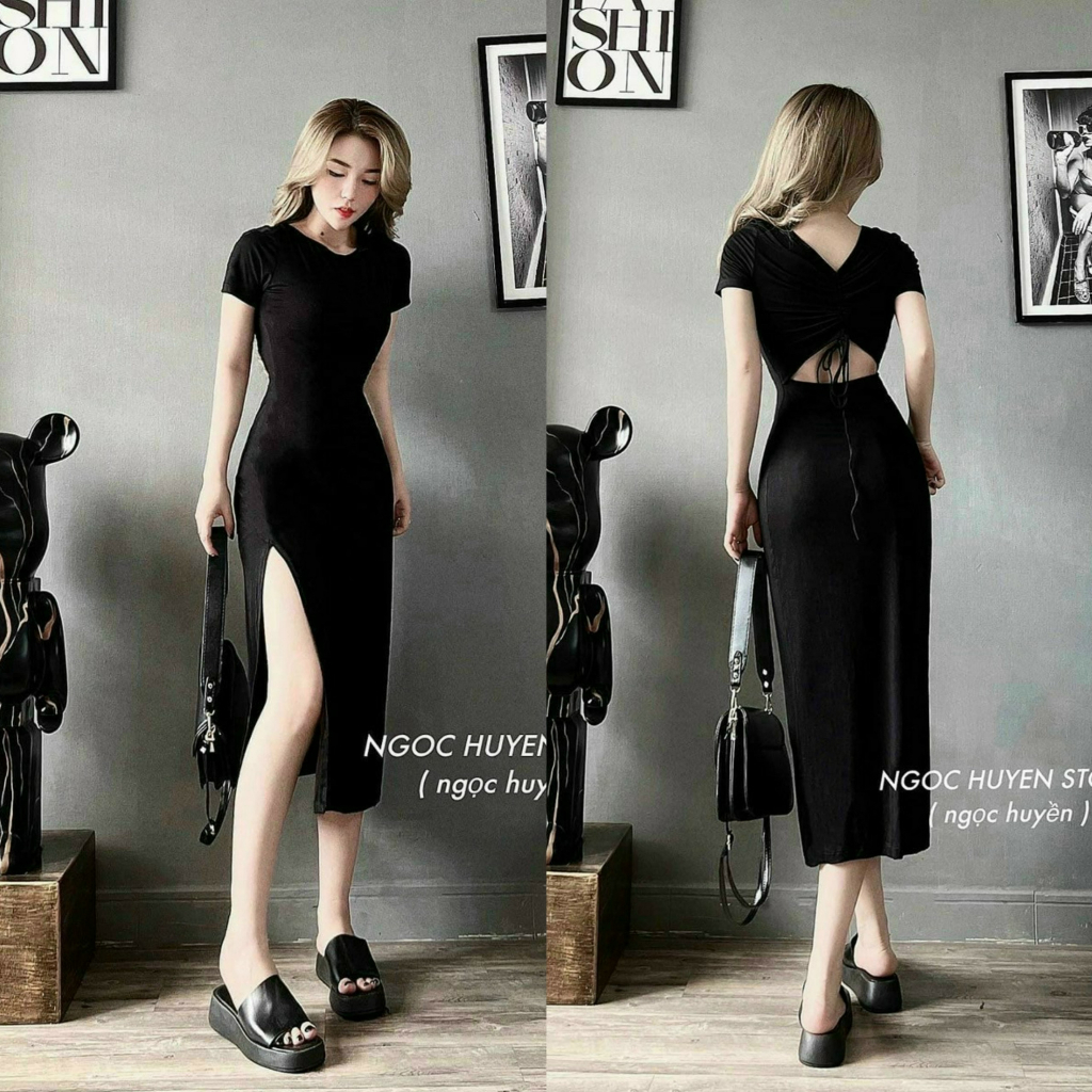 Đầm body borip xẻ ống ngắn tay và dáng ôm co dãn siêu sexy quyến dũ phù hợp đi chơi, đi tiệc, dạo phố
