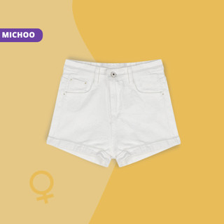 Quần Short Jean MICHOO Cạp Cao Chất Bò Giấy Thoáng Mát Co Giãn