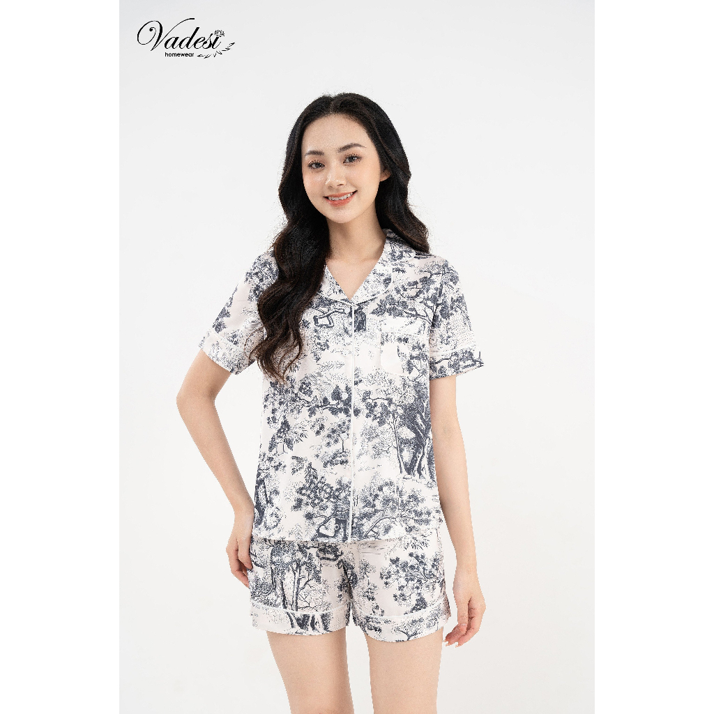 Bộ Đồ Ngủ Pijama Nữ VADESI Quần Đùi Cộc Lụa Cao Cấp Mặc Nhà Đẹp Mềm Mịn Thấm Hút Thoáng Mát