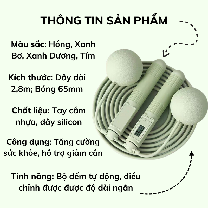 Dây Nhảy Tập Thể Dục Nami Có Màn Hình LED Đếm Số Thông Minh