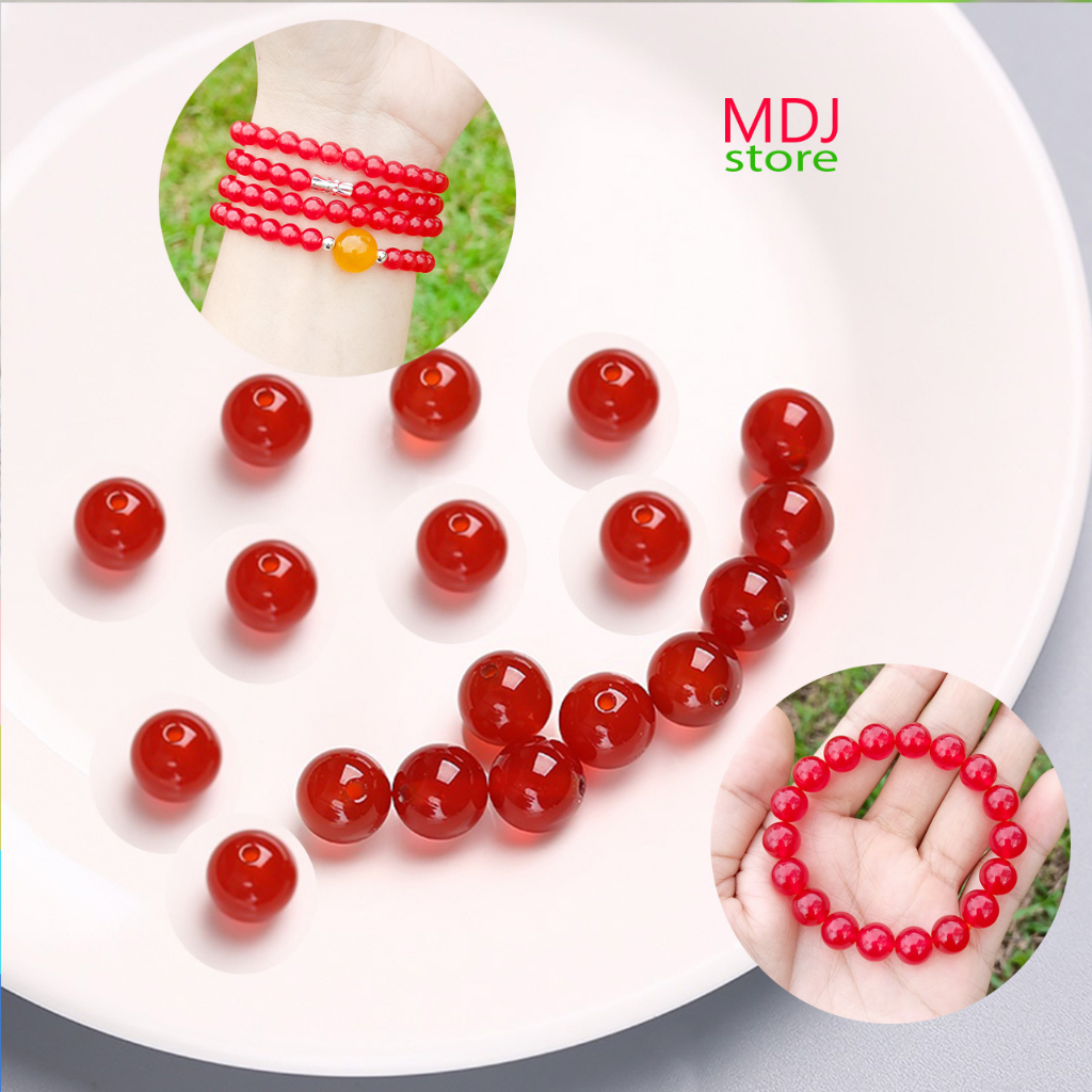 Hạt mã não Agate đỏ xâu vòng tay chuỗi 108 tự làm trang sức Phụ kiện vòng MDJ