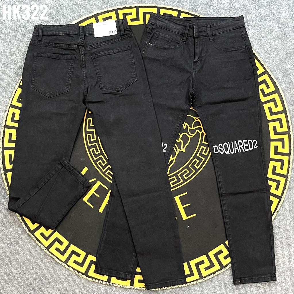 Quần jeans dài nam cao cấp chất denim màu đen dày dặn in chữ kèm phụ kiện khóa phá cách YUKI OUTFIT 323 | BigBuy360 - bigbuy360.vn