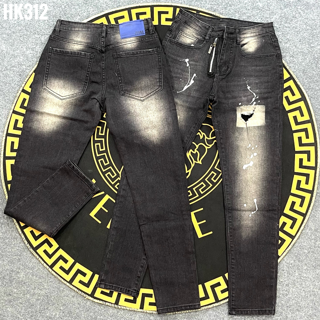 Quần jeans nam cao cấp chất denim dày dặn rách nhẹ có vảy sơn kèm khóa kéo đẹp phá cách YUKI OUTFIT 312 | BigBuy360 - bigbuy360.vn