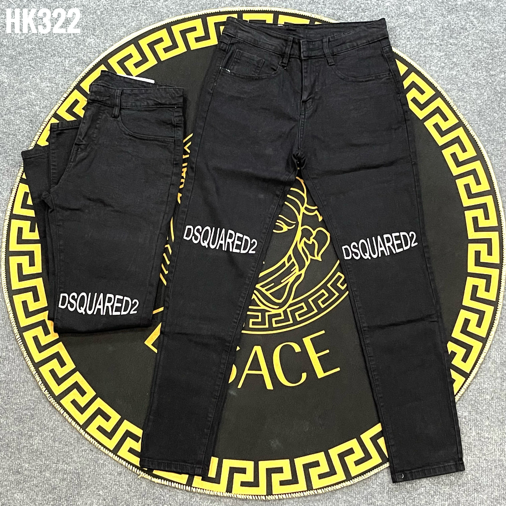 Quần jeans dài nam cao cấp chất denim màu đen dày dặn in chữ kèm phụ kiện khóa phá cách YUKI OUTFIT 323 | BigBuy360 - bigbuy360.vn