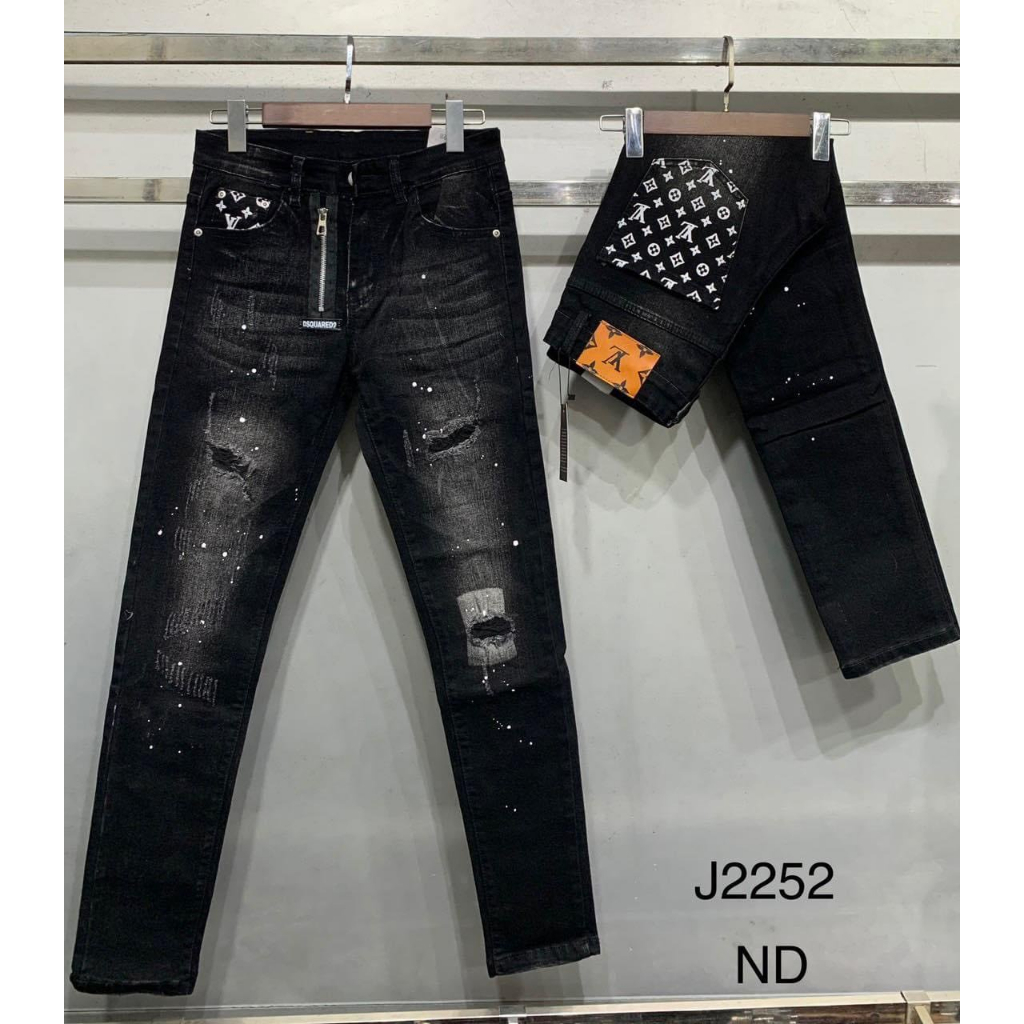 Quần jeans nam cao cấp chất denim dày dặn rách nhẹ có vảy sơn kèm khóa kéo đẹp phá cách YUKI OUTFIT 312 | BigBuy360 - bigbuy360.vn