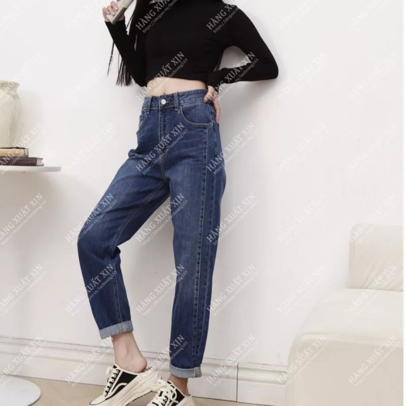 Quần jean nữ dáng baggy chun sau cạp cao tôn dáng chất đẹp, co giãn