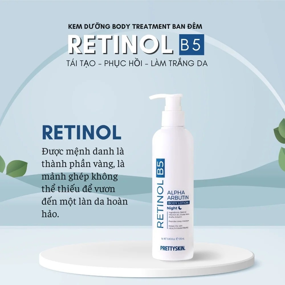 Kem Dưỡng Thể Prettyskin Retinol B5 Alpha Arbutin Body Lotion Night 250ml