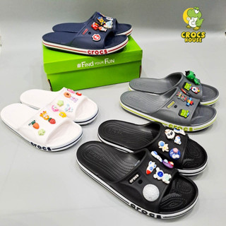 Dép quai ngang cross bayaband nam nữ tặng kèm 10 jibbitz 3D, dép cross baya unisex bản ngang dán viền chống trơn trượt