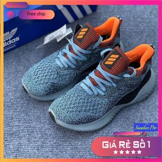 Giày thể thao sneaker nam nữ Alphabounce Beyond 2018 xanh gót vạch cam siêu êm nhẹ, cá tính