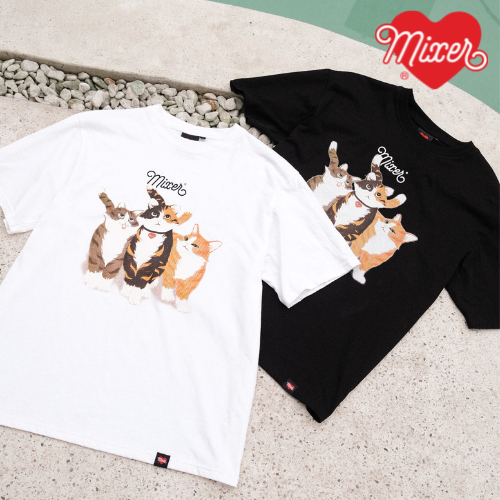 Áo thun con mèo MIXER "Mi-meow" unisex nam nữ basic dáng rộng chất cotton 100%