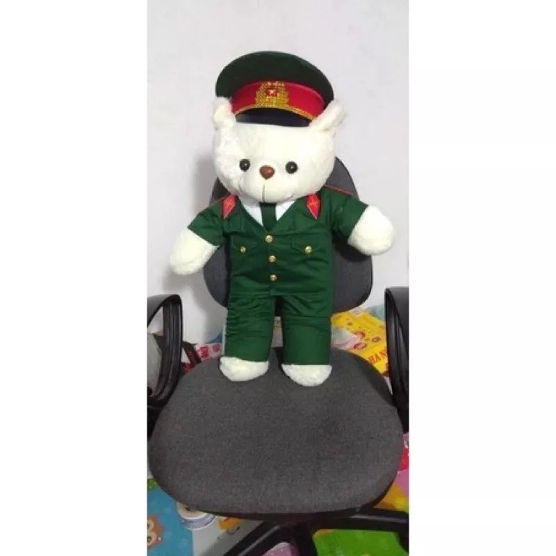GẤU BÔNG CHÚ BỘ ĐỘI, CÔNG AN ĐỦ KÍCH THƯỚC (nhận in tên và tiết cầu vai theo yêu cầu)